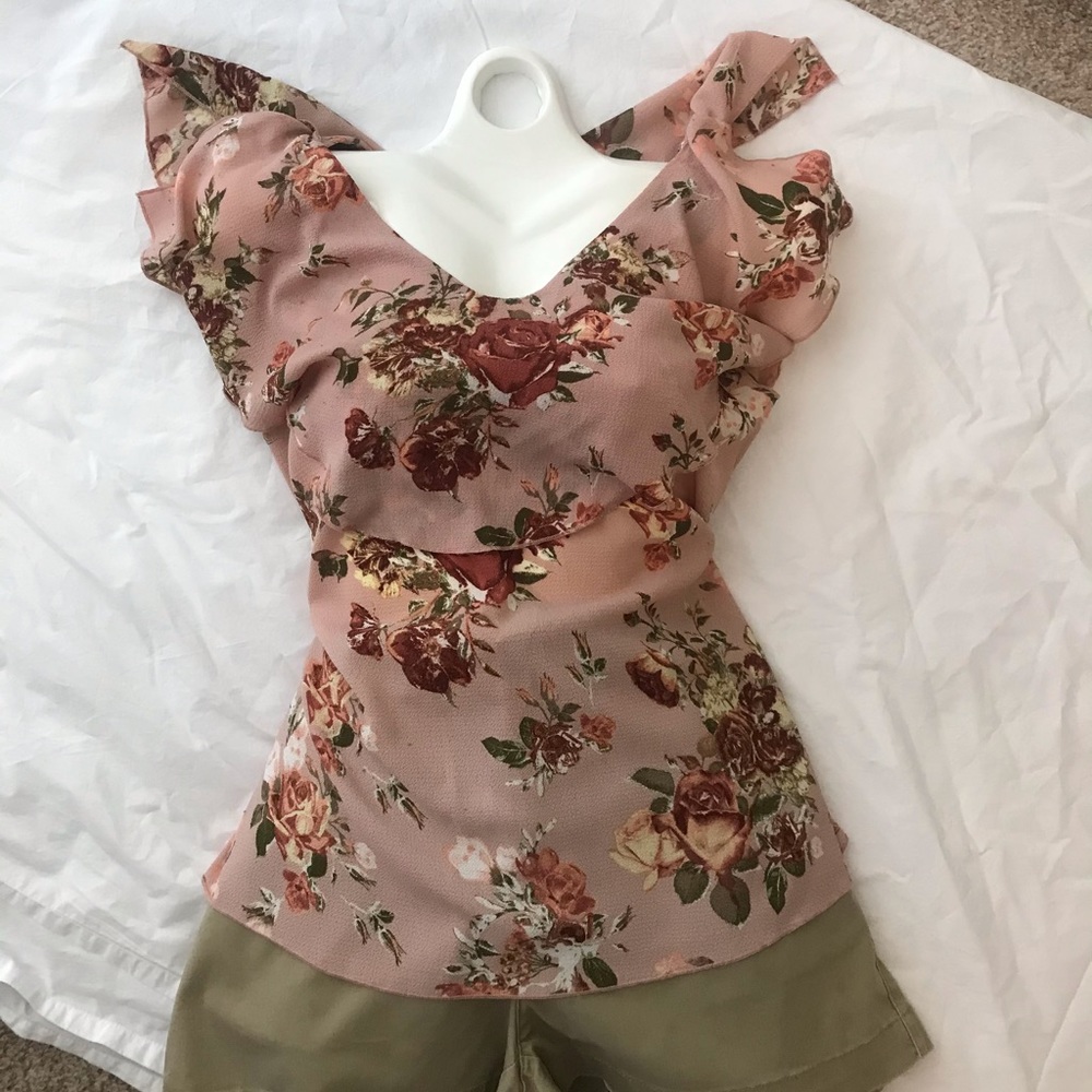 Summer flora ruffle tank top